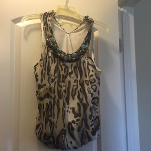 Cache sleeveless blouse with jewel accent