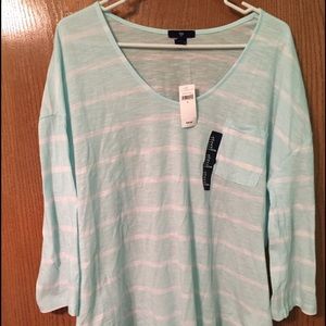 Gap XL Aqua and white stripe top