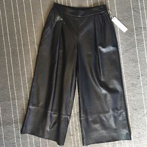 Leather Wide Leg Cropped Pant