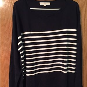 XL Loft navy and white stripe sweater