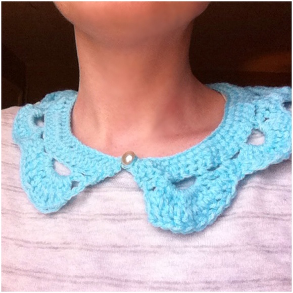Handmade Light Blue Crochet Peter Pan Collar