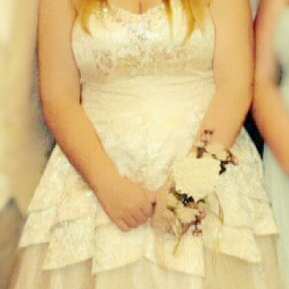 Cute Gold White Prom Homecoming Princess Dress - Picture 2 of 4