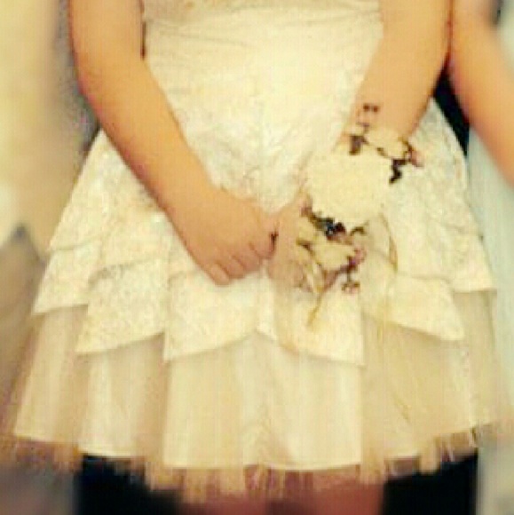 Cute Gold White Prom Homecoming Princess Dress - Picture 3 of 4