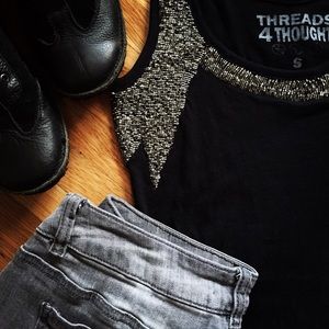 Threads 4 Thought black tank with embellishment
