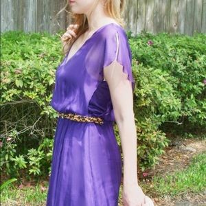 Alice & Olivia purple flutter dress