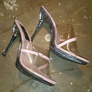 Soft Pink & Clear Strapless Stilettos