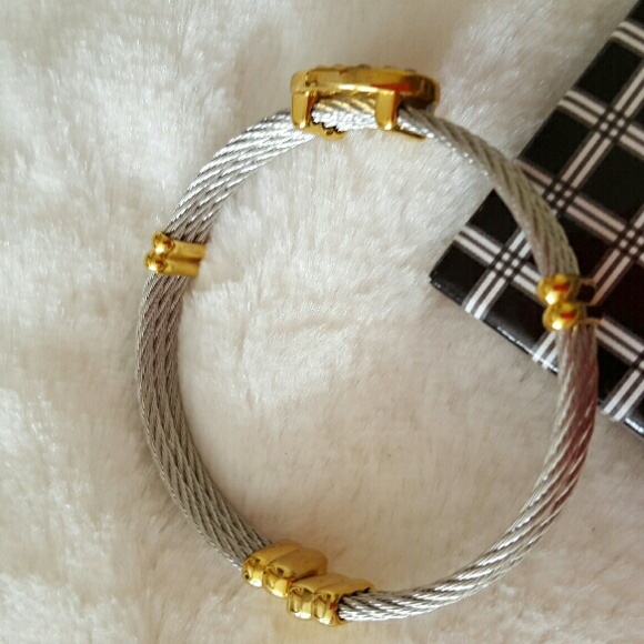 Gold silver stainless steel bracelet - Picture 2 of 2
