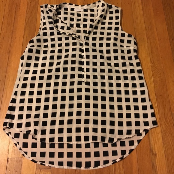 Black and white color block shirt