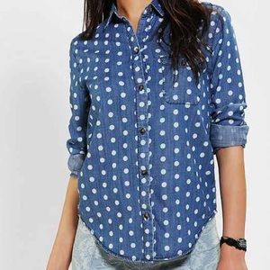 BDG Urban Outfitters Polka Dot Chambray Shirt
