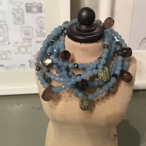 Agate, Quartz, and Pyrite stretch bracelet