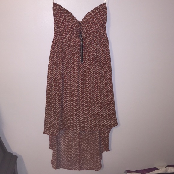High - low strapless dress