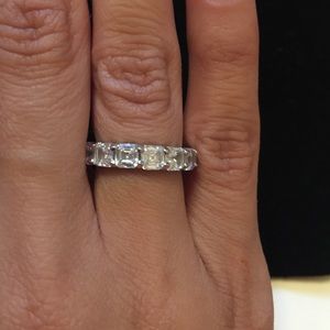 Sterling Silver Asscher-Cut CZ Eternity Band