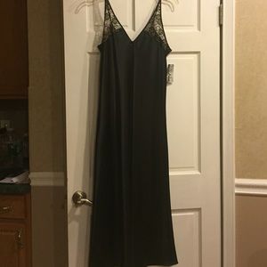 Black long sateen nightgown