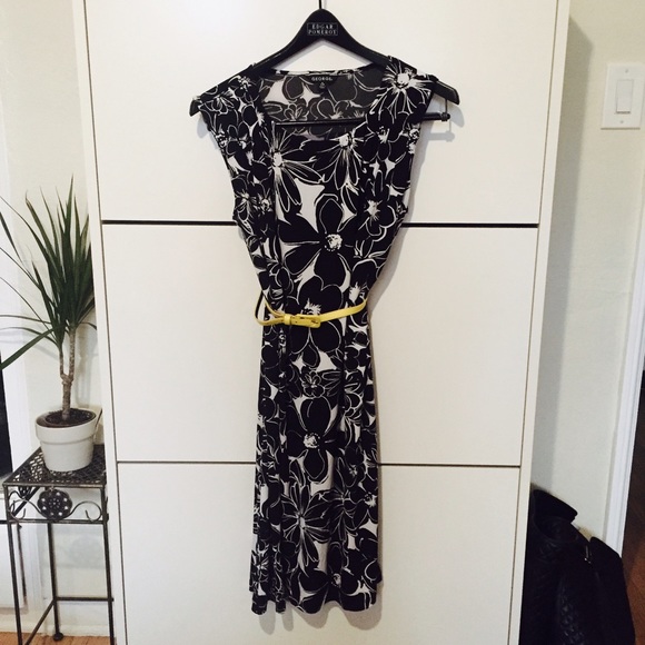 George Belted Patterned Sun Dress Size M 8-10 NWT