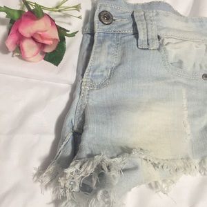 Light-Wash Distressed Shorts