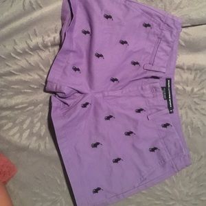 Purple Ralph Lauren shorts with logo