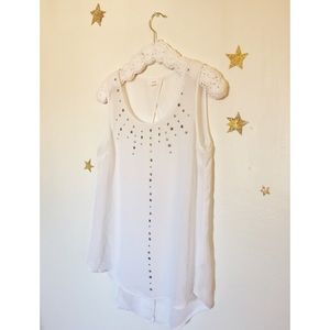 Sheer studded long tank