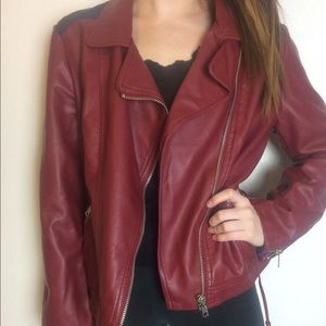 Red and black leather jacket
