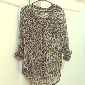 Sheer leopard print top! Size L