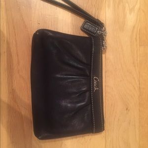 Black leather Coach wristlet