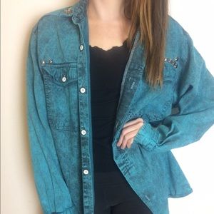 One of a kind acid wash jacket with studs!