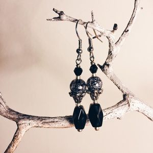 Black beaded earrings (never worn)