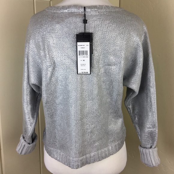 BCBG Maxazria metallic silver loose sweater - Picture 4 of 4
