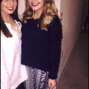 Fuzzy black crop sweater