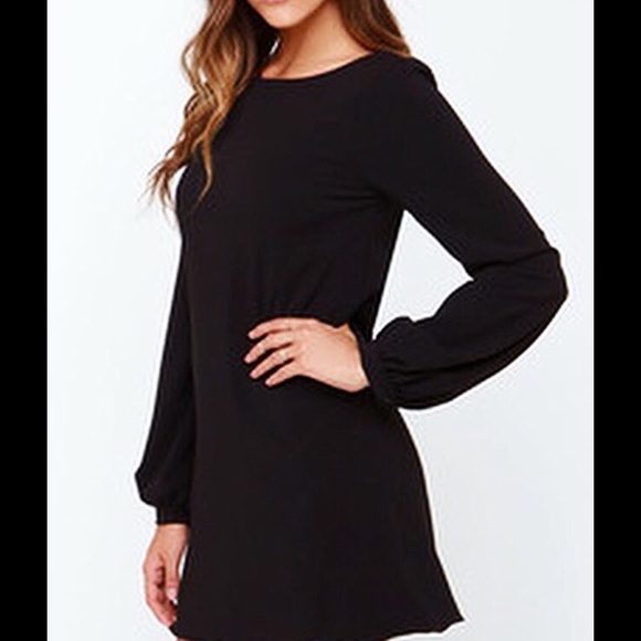 Lulu's Black Long Sleeve Shift Dress