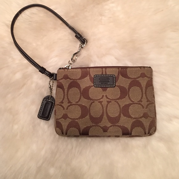 Authentic brown coach wristlet