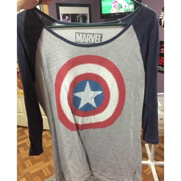 captain america quarter sleeve shirt