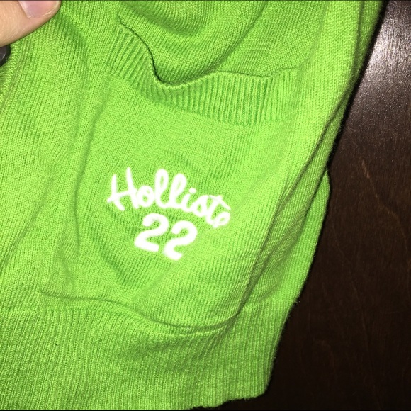 green hollister varsity cardigan