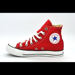 Red High-top Converse: Size 7W 5M