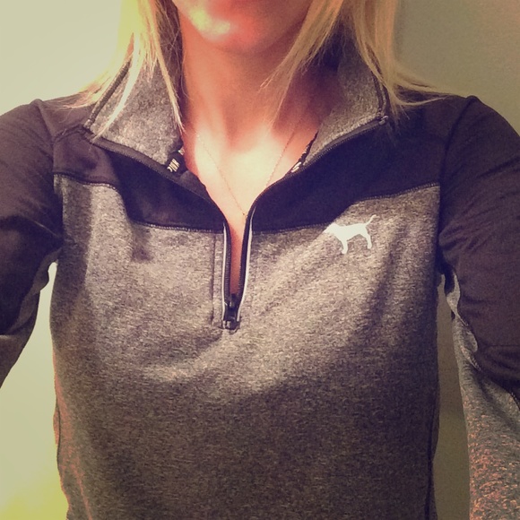 PINK Marl Gray and Black 1/4 Zip Track Jacket