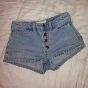 women's denim front button shorts