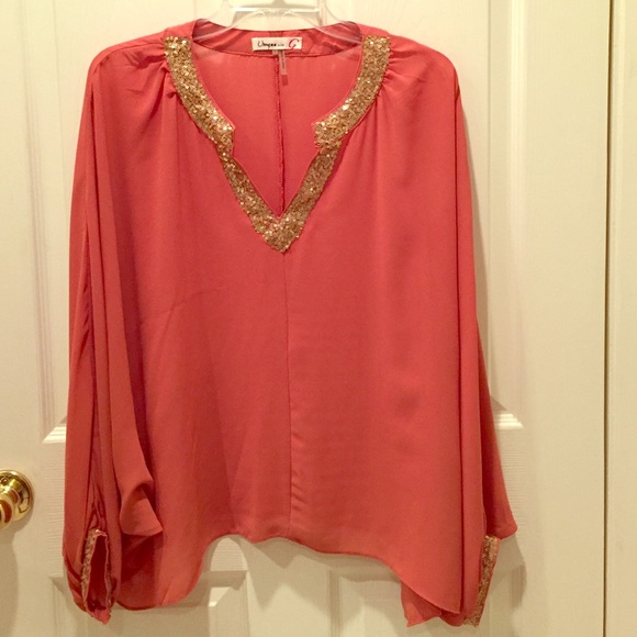 Burnt orange blouse with gold embellishment small