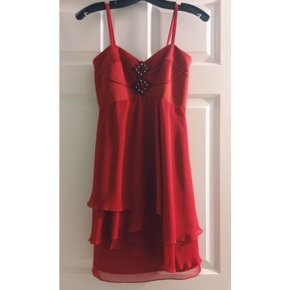 Red chiffon dress (size 2/3) - Picture 1 of 3