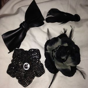 Set of four black hair clips