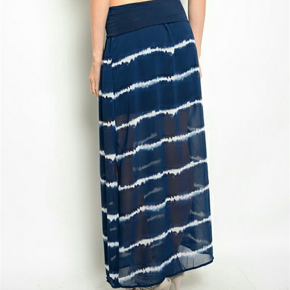 |SALE|Navy Tie-Dye Maxi Skirt - Picture 2 of 2