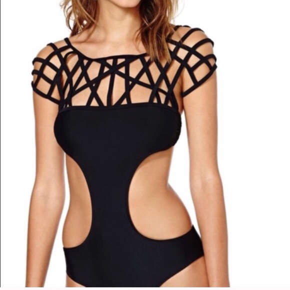 NASTY GAL cages chaos swimsuit Sz S new - Picture 2 of 3
