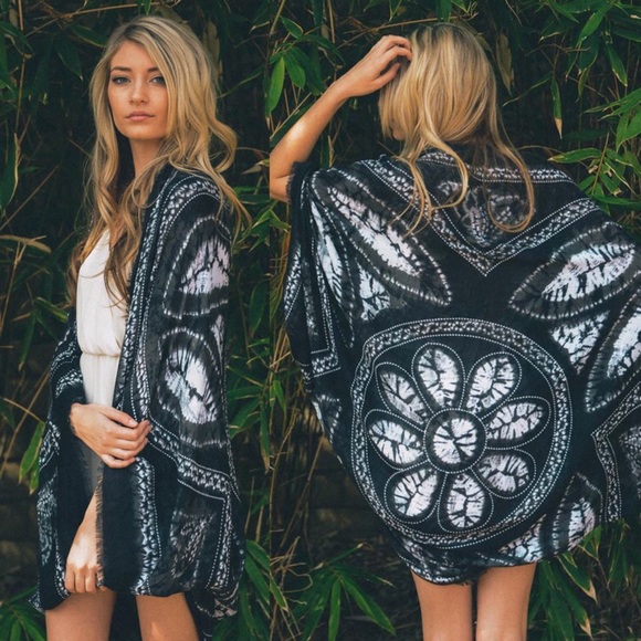 "Dust" Kimono Tie Dye Cocoon Cardigan - Picture 3 of 4