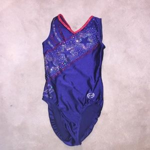 LUXOURIOUS GYMNASTICS LEOTARD BLUE STARS