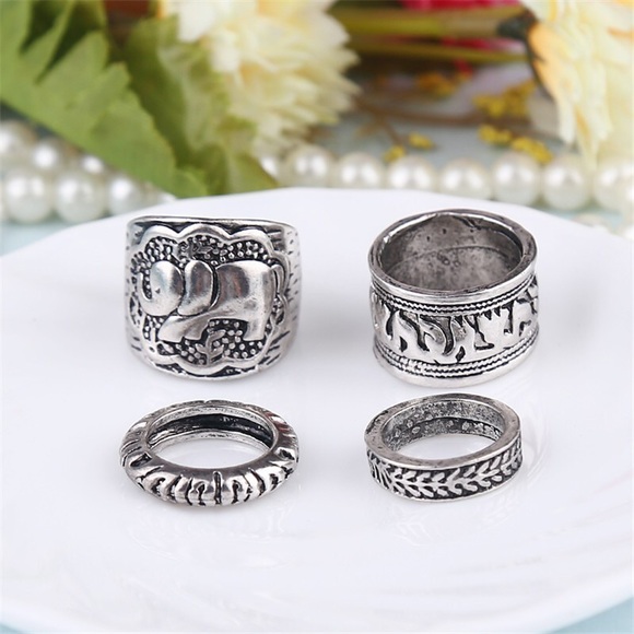 Set of 4 Boho Style Rings - Picture 2 of 4