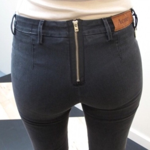 ACNE STUDIOS back zipper acne jeans in dark grey