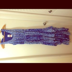 Michael Kors blue/white/gold maxi dress