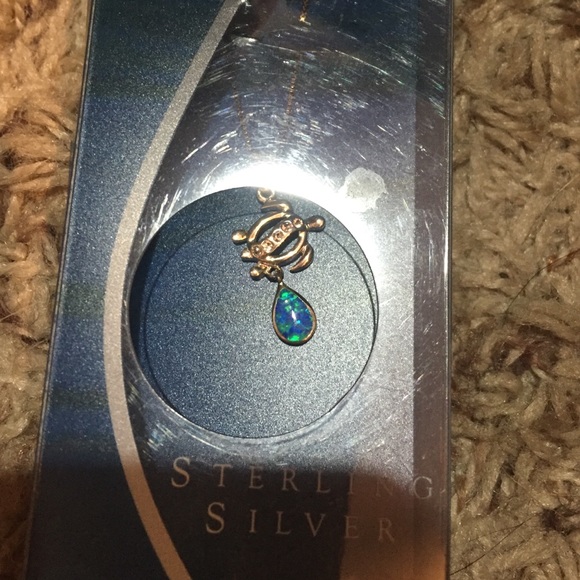 Stealing silver opal turtle necklace