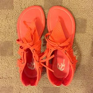 Salmon Coral Fringe Sandals
