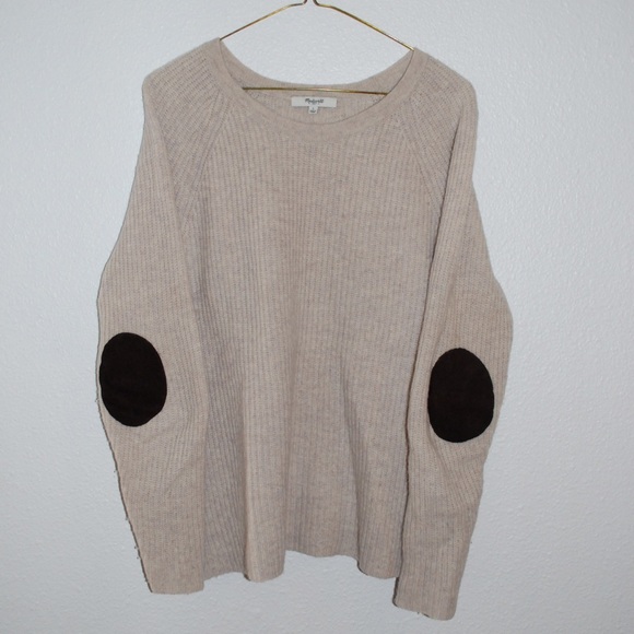 Madewell chunky sweater with elbow patches