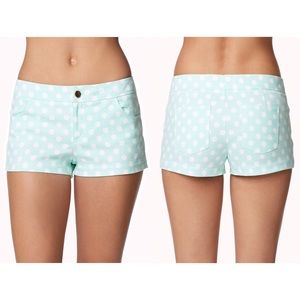 F21 || Mint Polka Dot Shorts