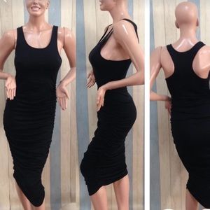 Black sleeveless body con dress